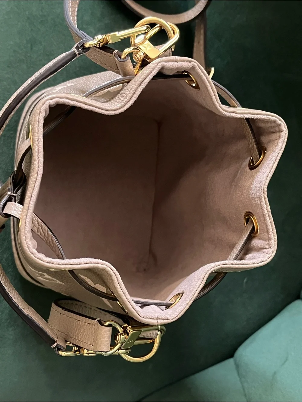Louis Vuitton Taupe Monogram Drawstring Bucket Crossbody